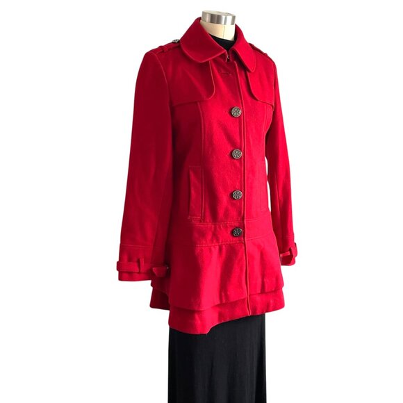 Guess Cherry Red Wool Peacoat Jacket - S - Picture 3 of 10